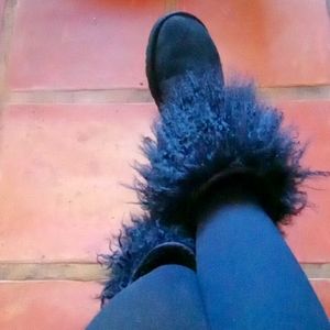 UGG ostrich fur ankle boots